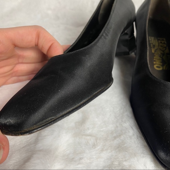 Salvatore Ferragamo Black Shinny Diamond Heels - Picture 5 of 12